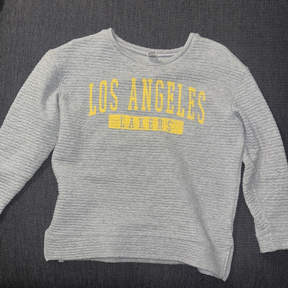 Gray and Yellow Los Angeles Lakers Women's Sweater